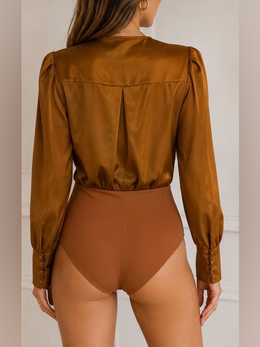L’AGENCE Silk Blend Wrap Bodysuit – Size S/P – Worn Once – Excellent Condition 🤎 - Picture 5 of 11